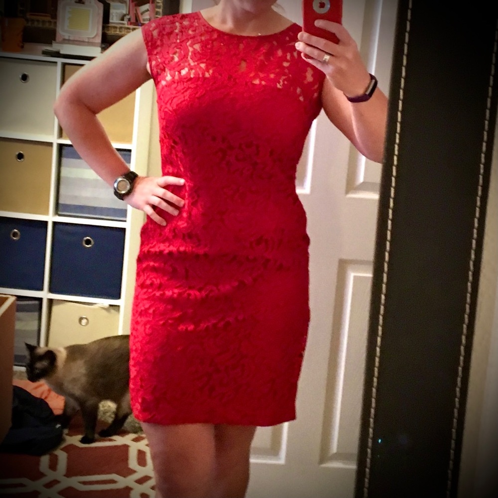 Red Lace Cocktail Dress *NWT* - Banana Republic - Picture 2 of 7